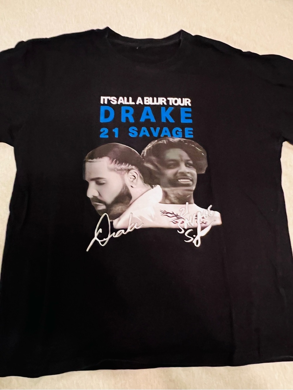 Drake x 21 Savage "It's All A Blur Tour" Black Graphic T-Shirt